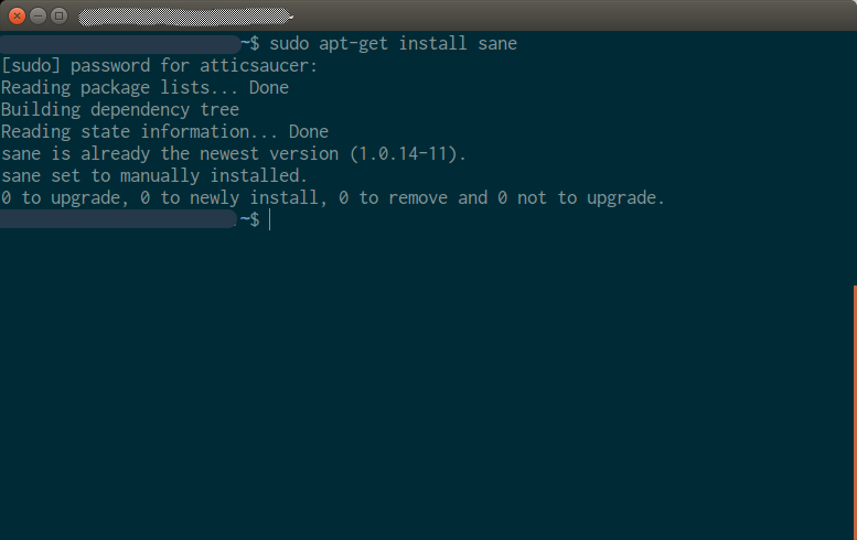 SANE installation in a terminal